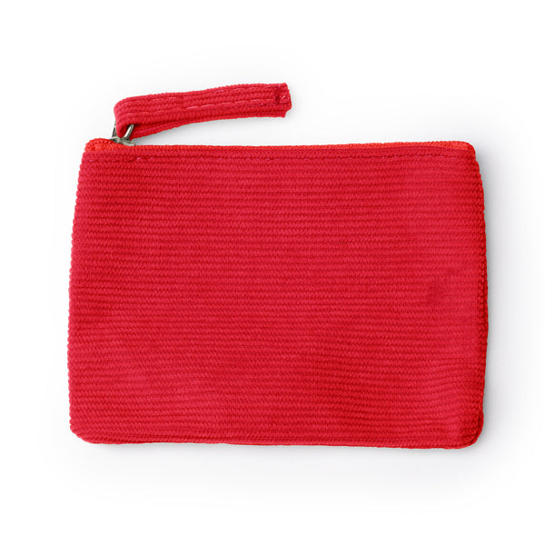 Stamina Dake corduroy fabric purse in red, ready for logo printing