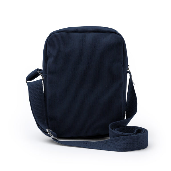 Stamina Kapi corduroy fabric tote bag in navy blue, ready for embroidery