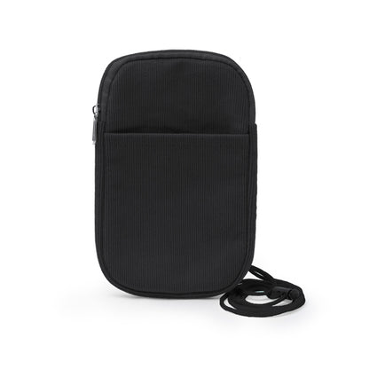 Stamina Busnix corduroy fabric phone pouch in black, ready for embroidery