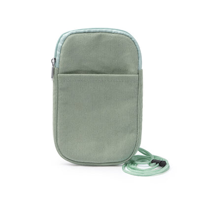 Stamina Busnix corduroy fabric phone pouch in fern green, ready for embroidery