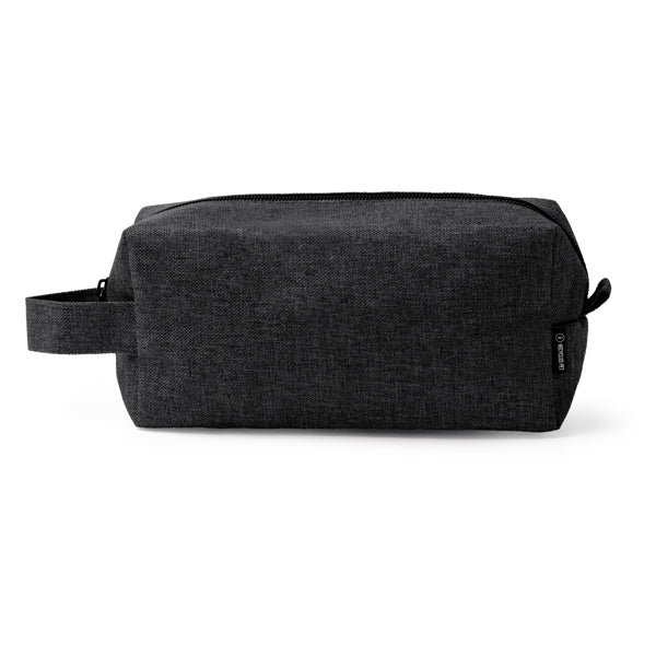 Stamina Alpis 600D RPET toiletry bag in black, ready for logo printing