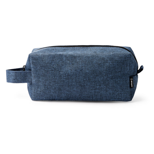 Stamina Alpis 600D RPET toiletry bag in heather denim, ready for logo printing