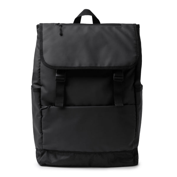 Stamina Trois PU leather backpack in black, ready for logo printing
