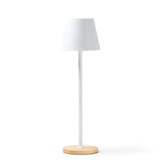 Stamina Barrow bamboo LED lamp in white, ready for laser engraving
