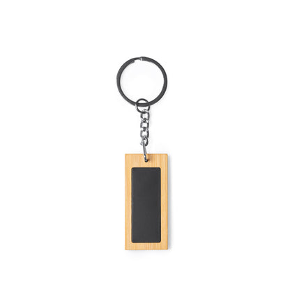 Stamina Kraus bamboo keyring in rectangular, ready for laser engraving