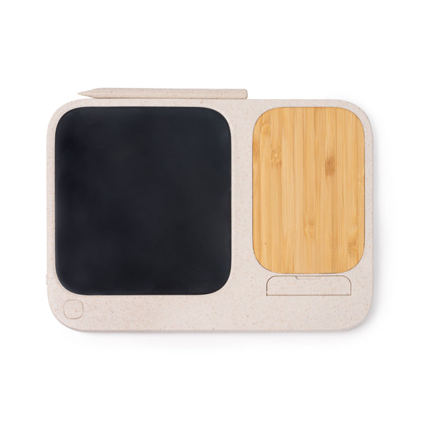 Stamina Volter bamboo charger in beige, ready for laser engraving
