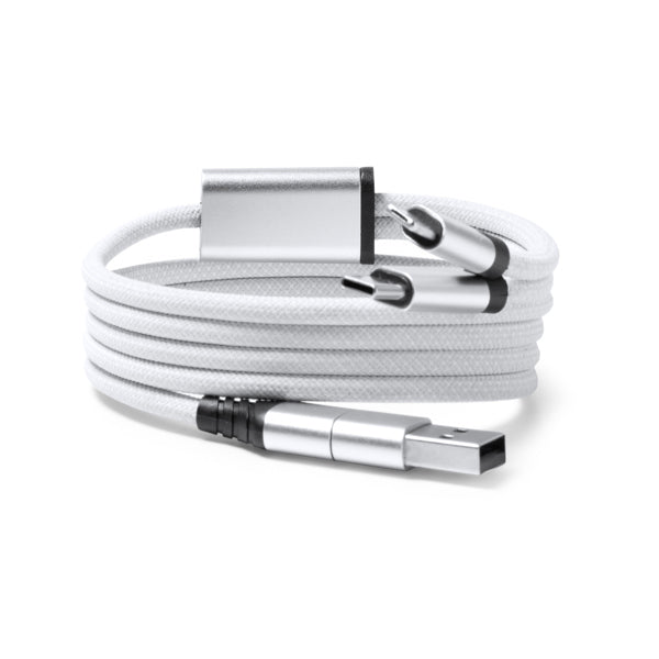 Stamina Elon magnetic adapter cable with USB in white, ready for laser engraving