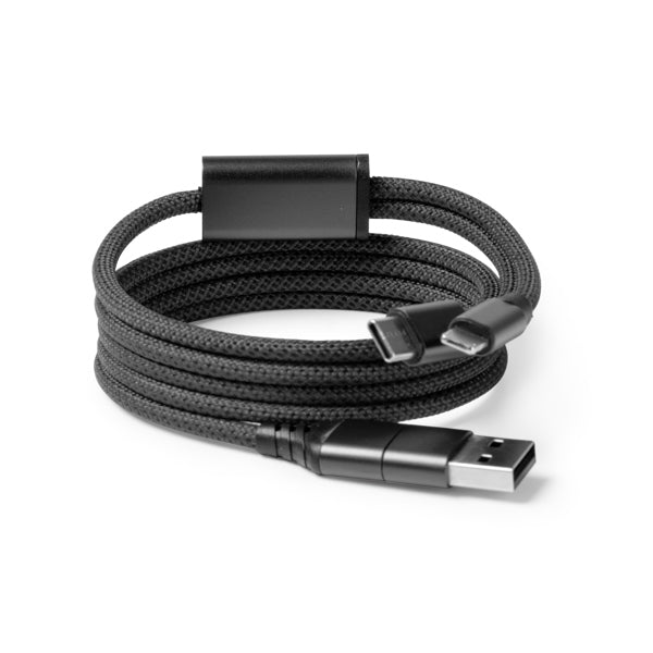 Stamina Elon magnetic adapter cable with USB in black, ready for laser engraving
