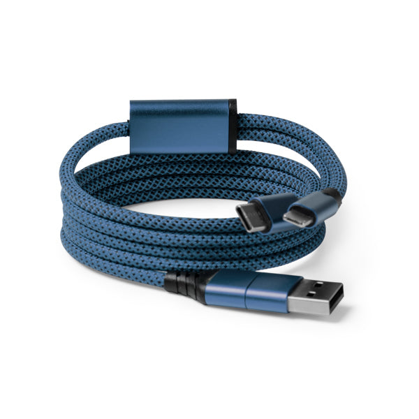Stamina Elon magnetic adapter cable with USB in royal blue, ready for laser engraving