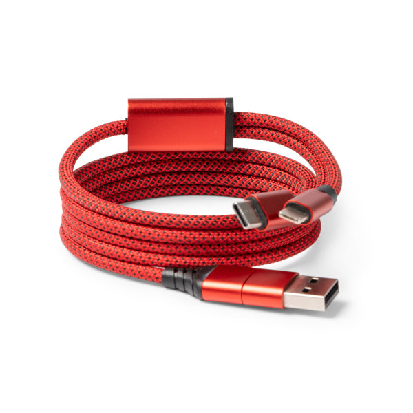 Stamina Elon magnetic adapter cable with USB in red, ready for laser engraving