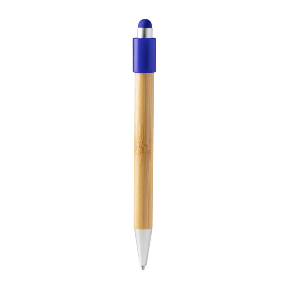 Stamina Fayer bamboo ball pen in royal blue, ready for laser engraving