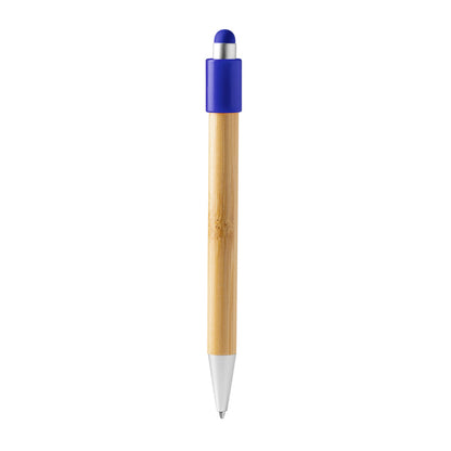 Stamina Fayer bamboo ball pen in royal blue, ready for laser engraving
