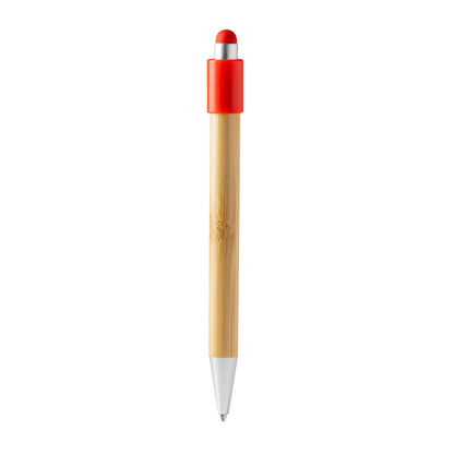 Stamina Fayer bamboo ball pen in red, ready for laser engraving