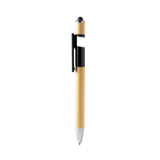 Stamina Heting bamboo ball pen in black, ready for logo printing