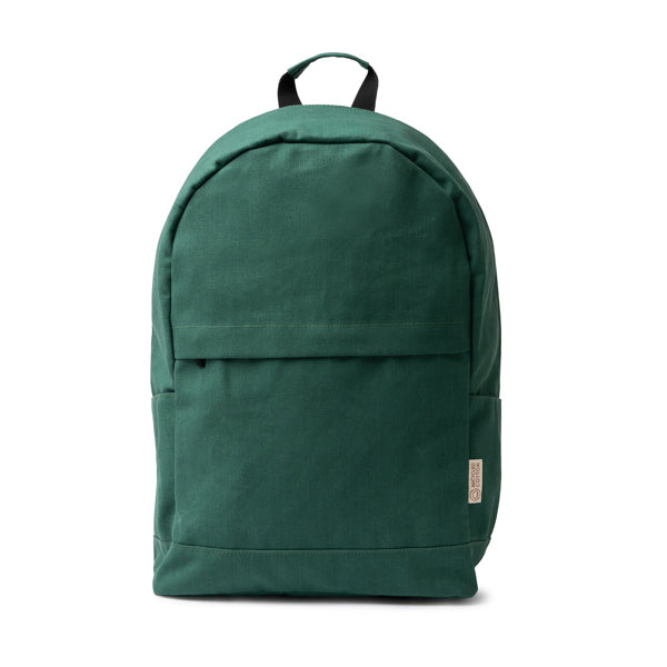Stamina Sumit recycled cotton anti-theft backpack in dark green, ready for logo printing