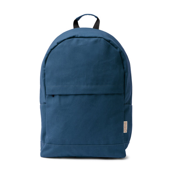 Stamina Sumit recycled cotton anti-theft backpack in navy blue, ready for logo printing