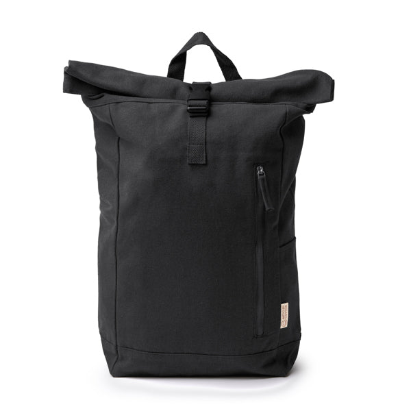 Stamina Teko recycled cotton backpack in black, ready for logo printing