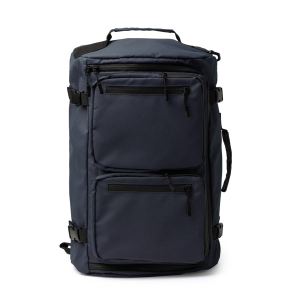 Stamina Hobart PU leather and polyester backpack in navy blue, ready for logo printing