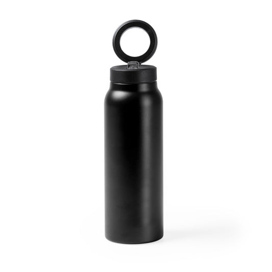 Stamina Heydud recycled stainless steel vacuum flask in black, ready for laser engraving