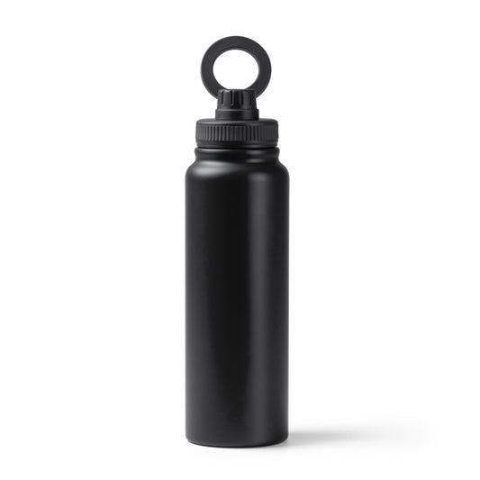 Stamina Heyman recycled stainless steel vacuum flask in black, ready for laser engraving
