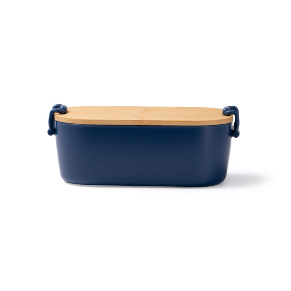 Stamina Briox pP and bamboo lunch box in navy blue, ready for logo printing