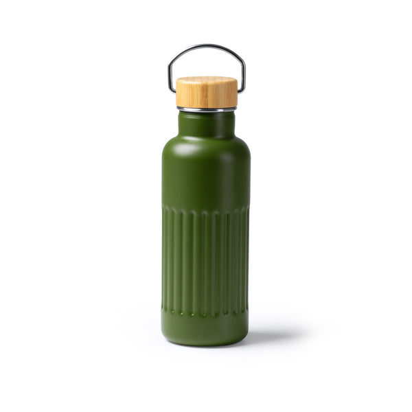 Stamina Nobuk recycled stainless steel vacuum flask in dark green, ready for logo printing