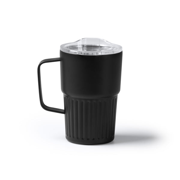 Stamina Nubex recycled stainless steel thermal cup 450 ml in black, ready for laser engraving