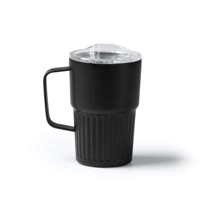 Stamina Nubex recycled stainless steel thermal cup 450 ml in black, ready for laser engraving