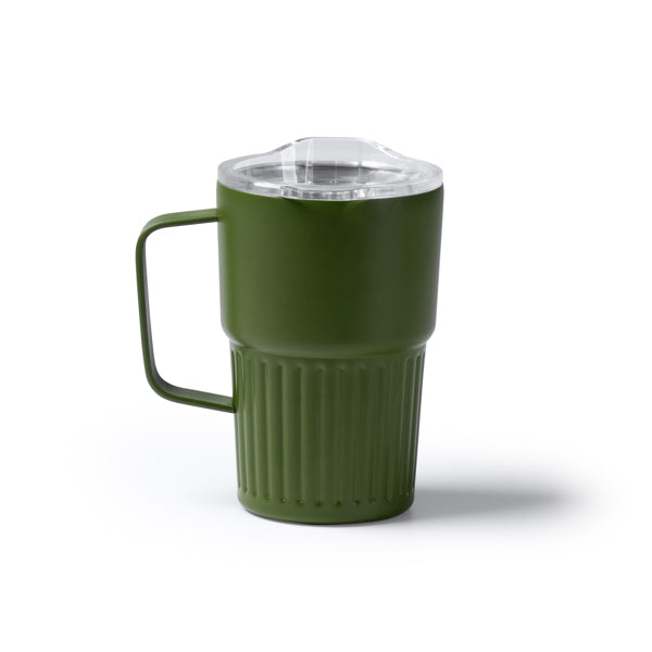 Stamina Nubex recycled stainless steel thermal cup 450 ml in dark green, ready for laser engraving