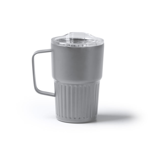 Stamina Nubex recycled stainless steel thermal cup 450 ml in grey, ready for laser engraving
