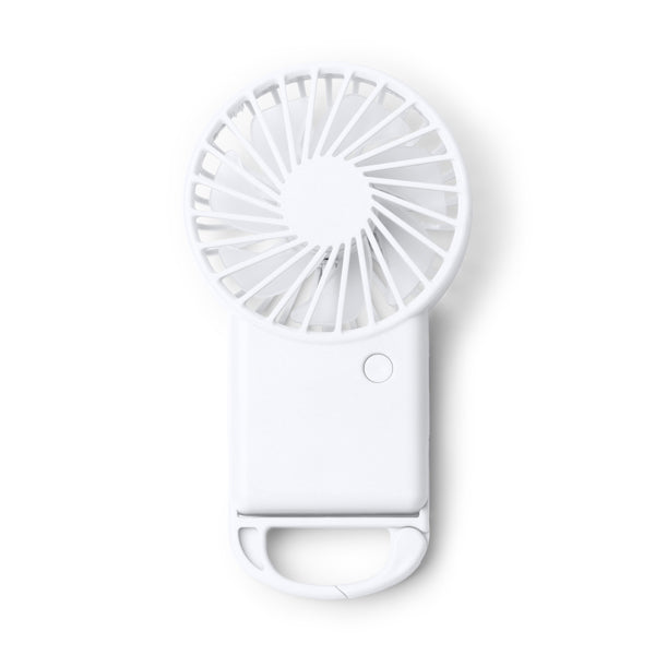 Stamina Giza recycled ABS hand fan in white, ready for logo printing