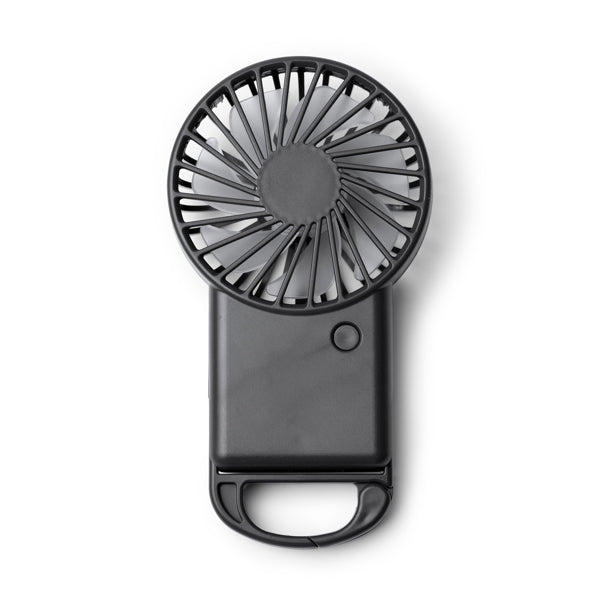 Stamina Giza recycled ABS hand fan in black, ready for logo printing