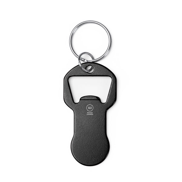 Stamina Tagan recycled aluminium keyring in black, ready for laser engraving