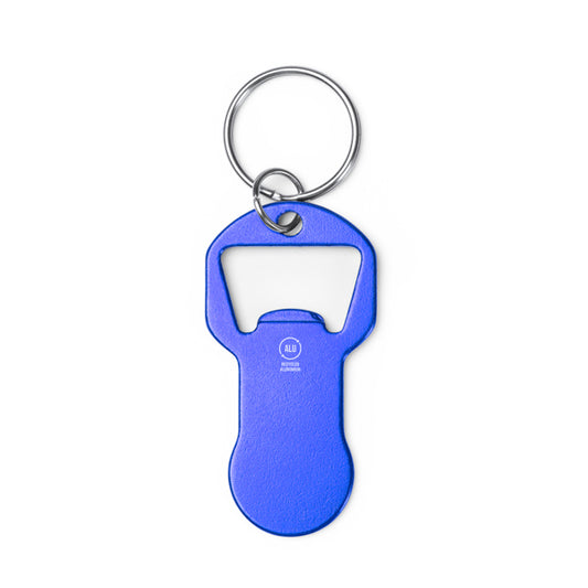 Stamina Tagan recycled aluminium keyring in royal blue, ready for laser engraving
