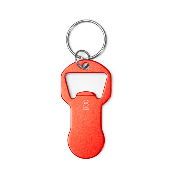 Stamina Tagan recycled aluminium keyring in red, ready for laser engraving