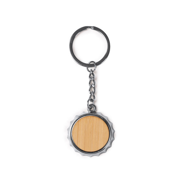Stamina Dupont key ring opener with metal plate design in silver, ready for laser engraving