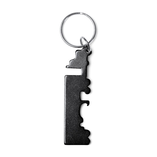 Stamina Brebel recycled aluminium keyring in black, ready for laser engraving
