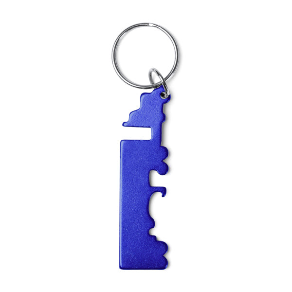 Stamina Brebel recycled aluminium keyring in royal blue, ready for laser engraving