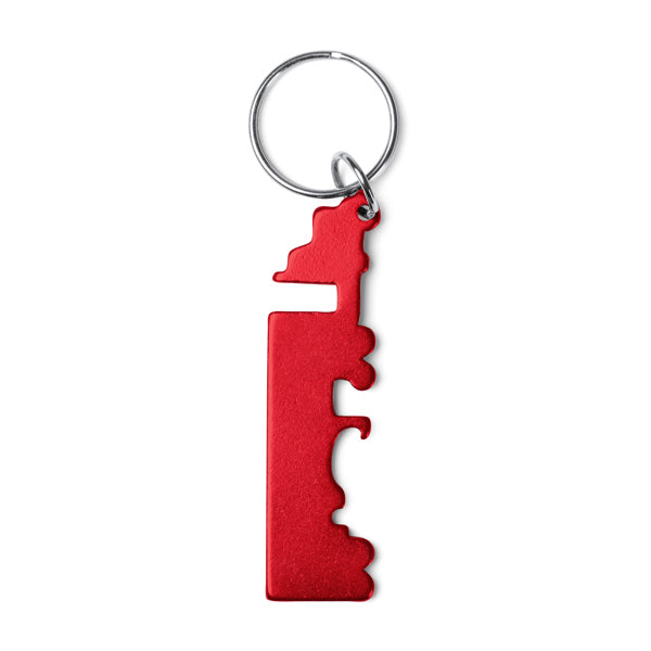 Stamina Brebel recycled aluminium keyring in red, ready for laser engraving