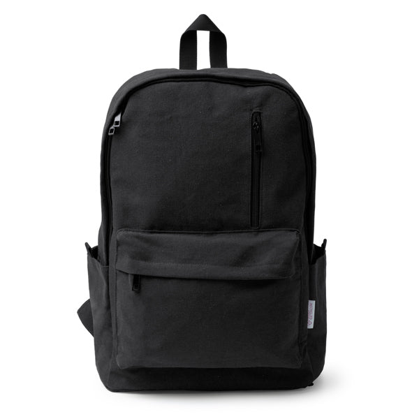 Stamina Hudson recycled cotton backpack in black, ready for logo printing