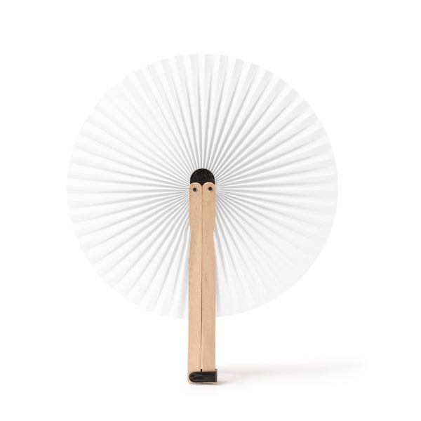 Stamina Tao wood hand fan in white, ready for laser engraving