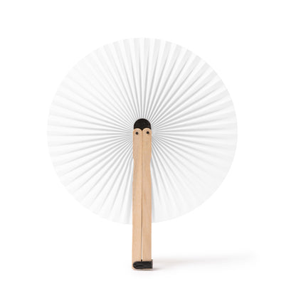 Stamina Tao wood hand fan in white, ready for laser engraving