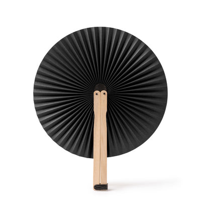 Stamina Tao wood hand fan in black, ready for laser engraving