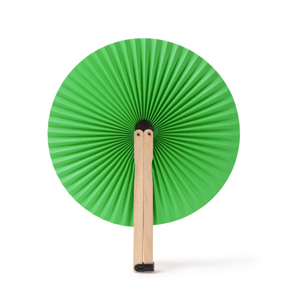 Stamina Tao wood hand fan in fern green, ready for laser engraving
