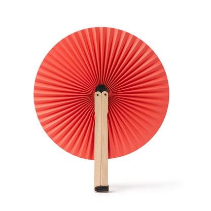Stamina Tao wood hand fan in red, ready for laser engraving