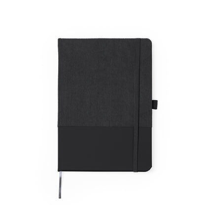 Stamina Suly corduroy and PU notebook A5 in black, ready for logo printing