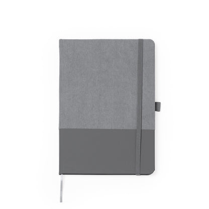 Stamina Suly corduroy and PU notebook A5 in grey, ready for logo printing