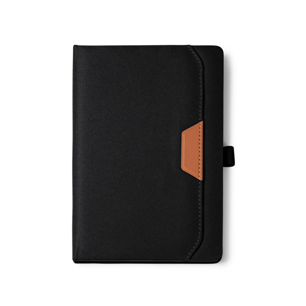Stamina Bela RPET and PU notebook A5 in black, ready for logo printing