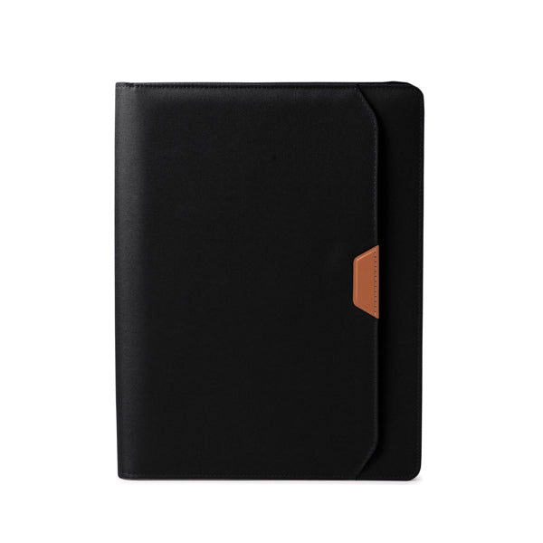 Stamina Veliz RPET and PU leather folder A4 in black, ready for logo printing