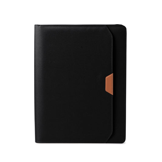 Stamina Veliz RPET and PU leather folder A4 in black, ready for logo printing
